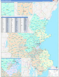 Boston-Cambridge-Newton Color Cast<br>Wall Map